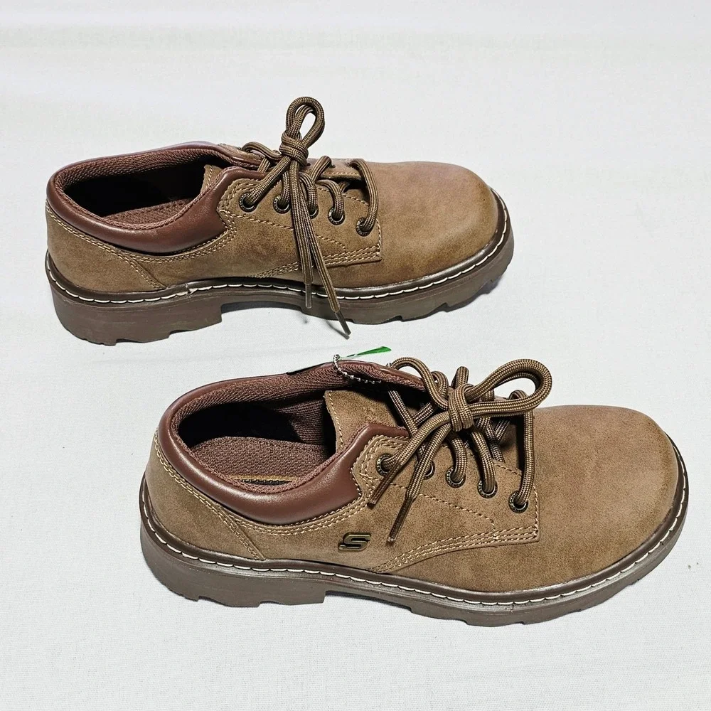 Skechers Oxford Shoes Men's US 7.5 Brown‎ Vegan Lace Up Casual Comfort Lug